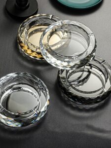 Crystal Glass Ashtray - Cigar & Cigarette -Round & Luxury