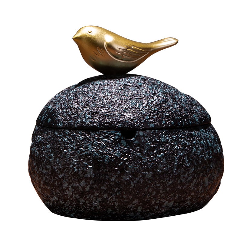 Cute Bird Ceramic Ashtray With Lid