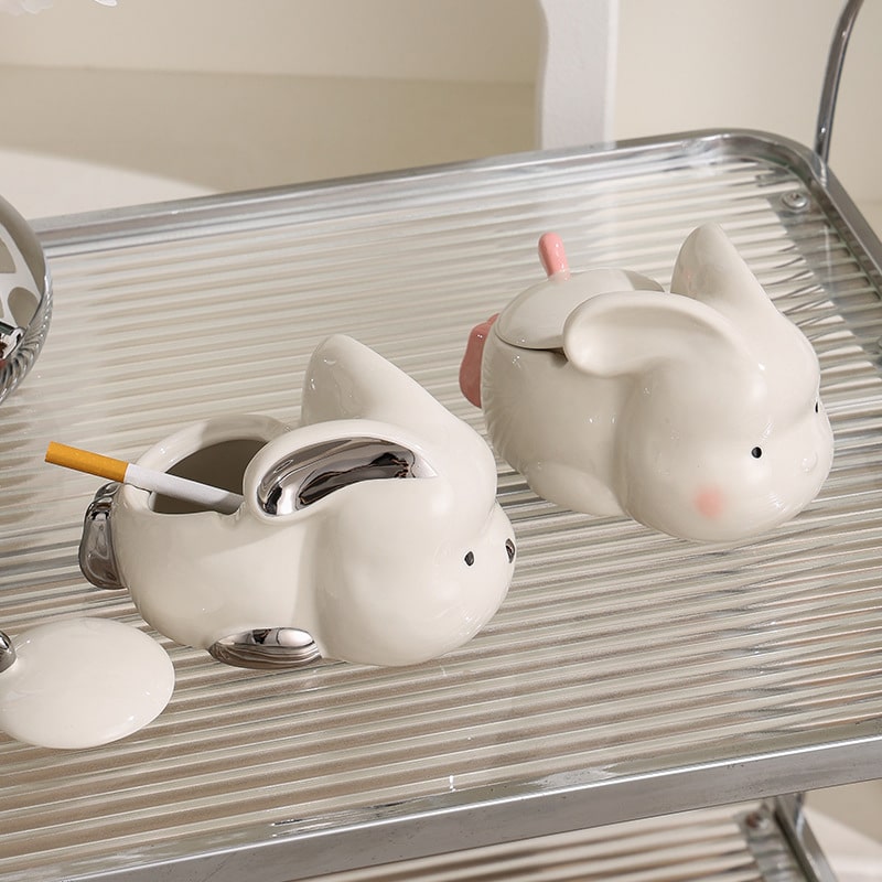 Cute Bunny Ashtrays Funny Ceramic Decor