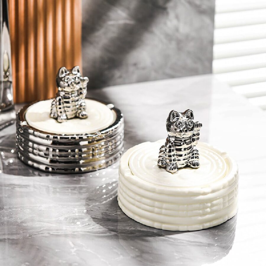 Cute Cat Ashtrays Covered Ceramic