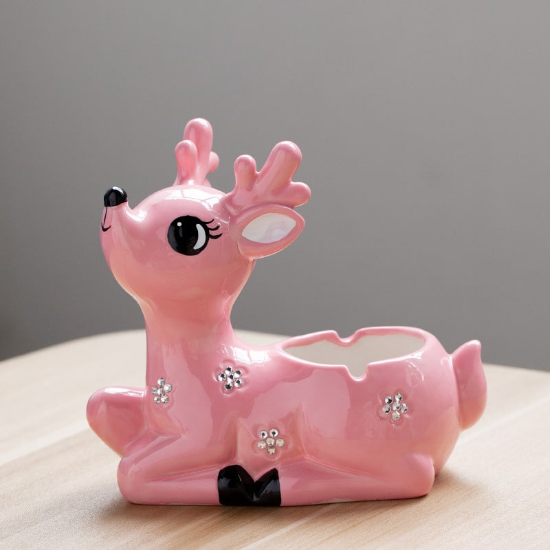 Cute Deer Ashtray Cool Animal Ash Tray Pink