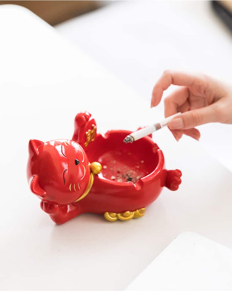 Cute Lucky Cat Ashtray Resin