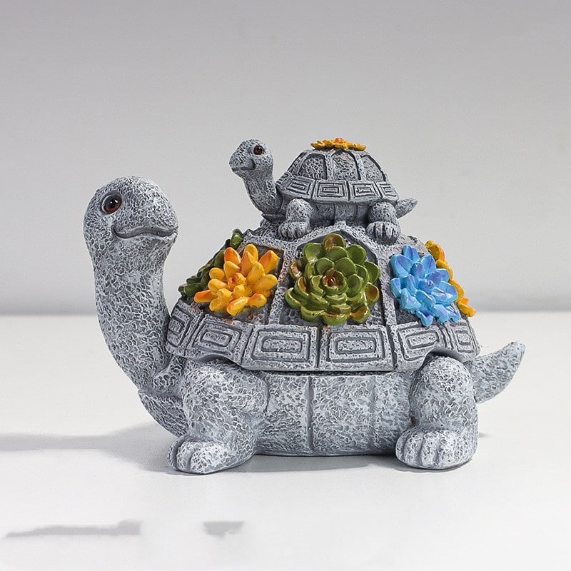 Cute Resin Ashtray With Lid Turtle With Baby