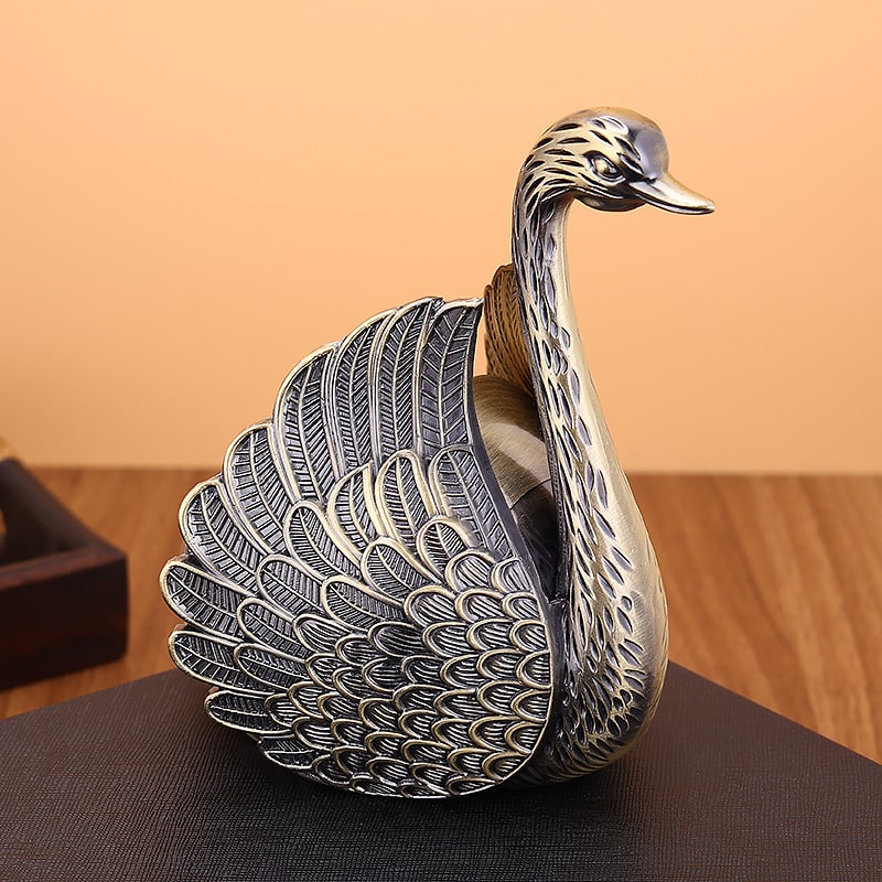 Cute Swan Metal Ashtray With Lid