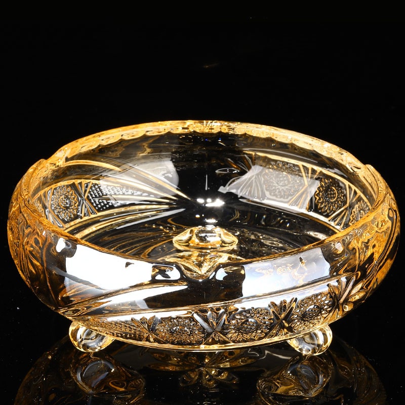 Decorative Ashtray Crystal Glass 3-Legged Large