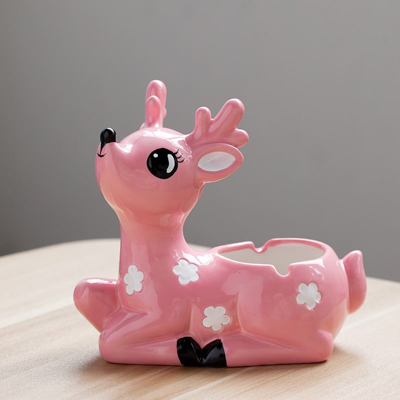 Deer Ashtray Pink Closeup Photo