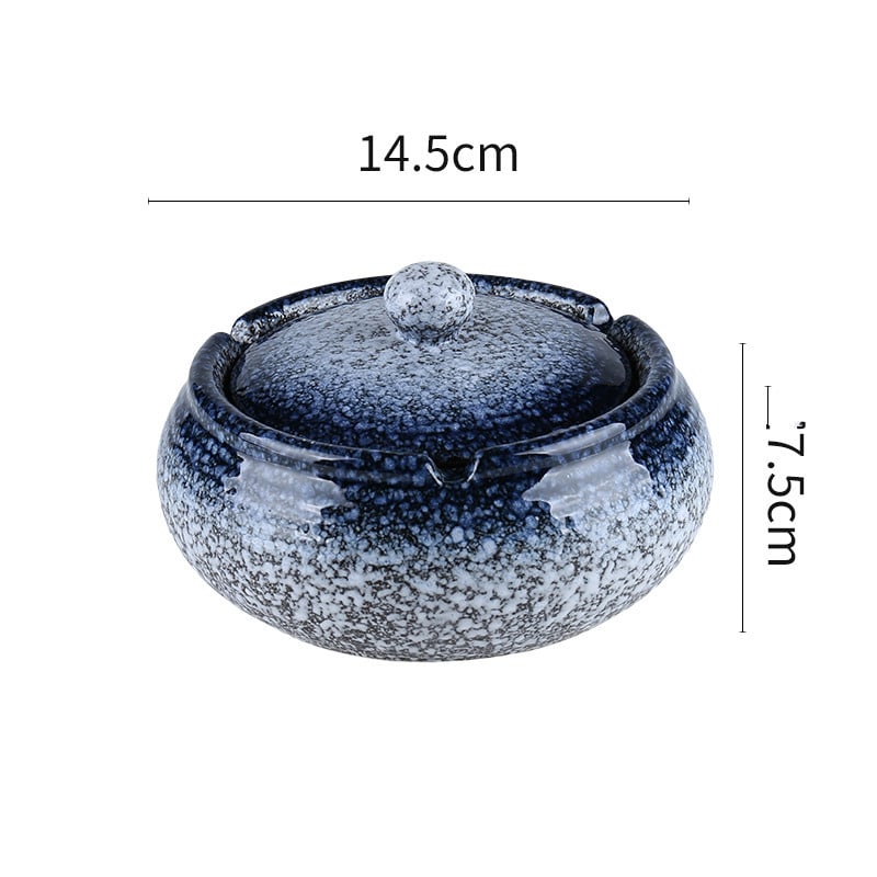 Dimensions Of Blue Japanese Retro Ashtray