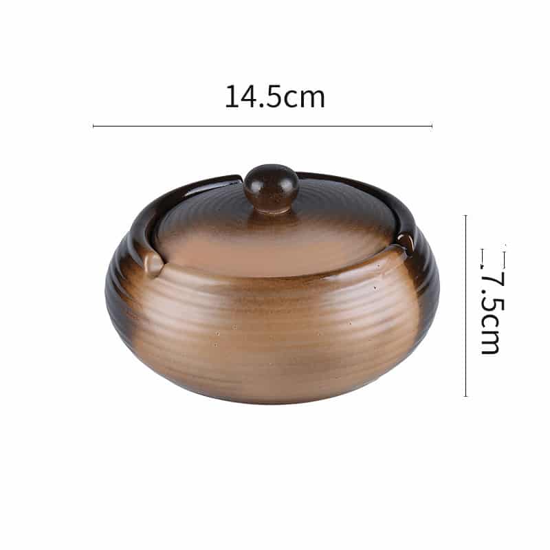 Dimensions Of Brown Ceramic Ash Tray Retro Style