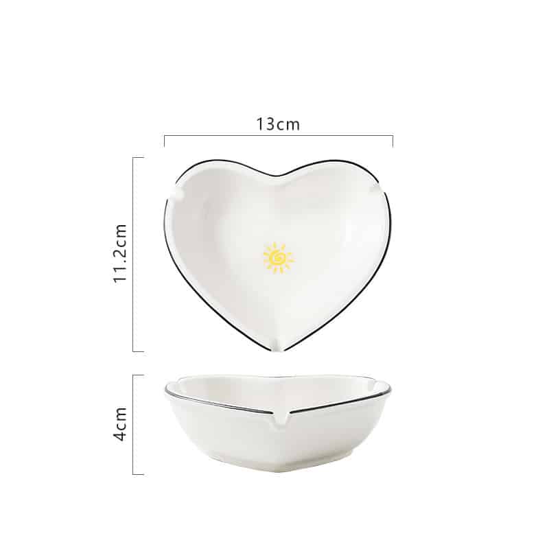 Dimensions Of Cute Heart Ash Tray With Bright Sun Painting 5 Inches