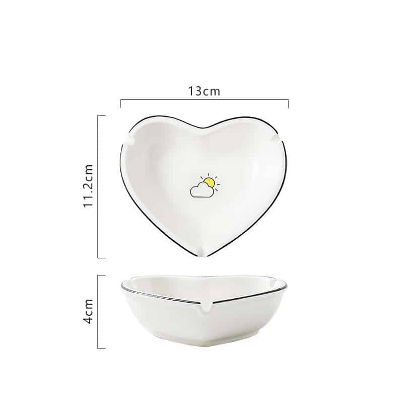 Dimensions Of Cute Heart Ash Tray With Sun Painting 5 Inches