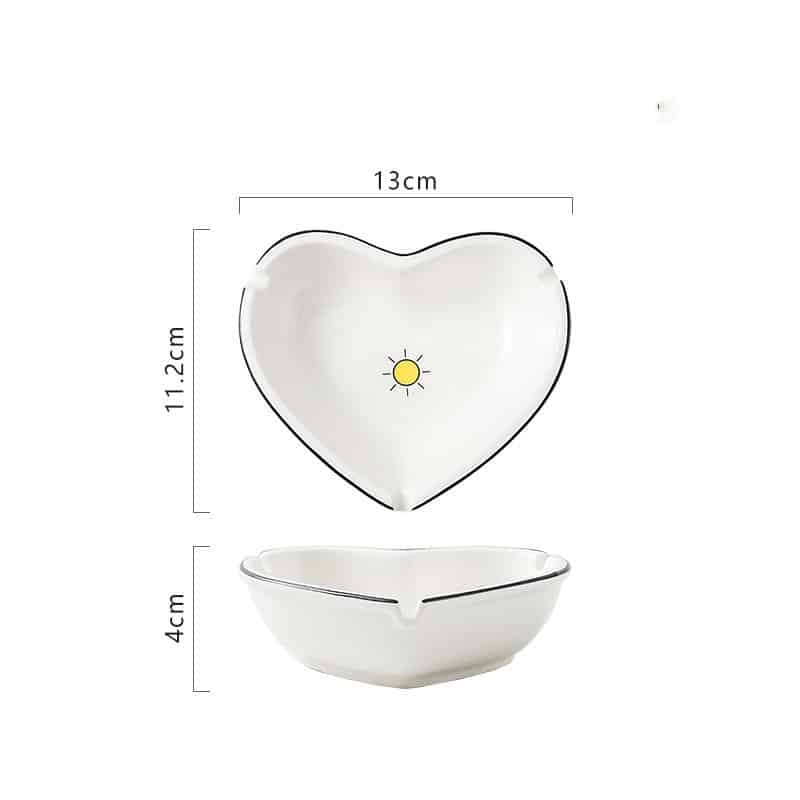 Dimensions Of Cute Heart Ashtray With Bright Sun Painting 5 Inches