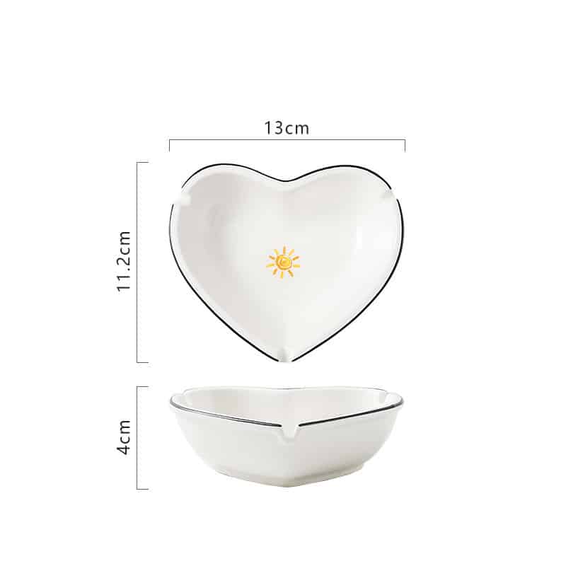 Dimensions Of Cute Heart Ashtray With Sunlight Painting 5 Inches