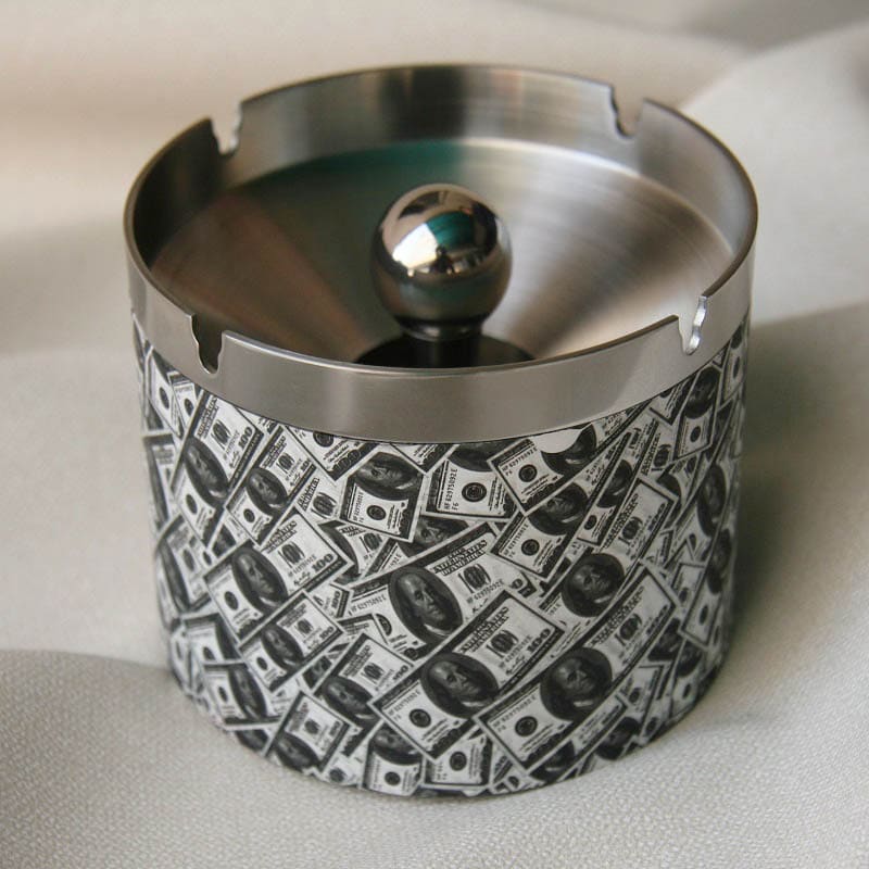 Dollar Bill Ashtray Covered With Funnel Lid