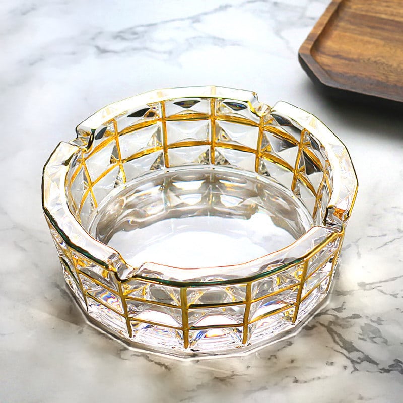 Elegant Crystal Glass Ashtray