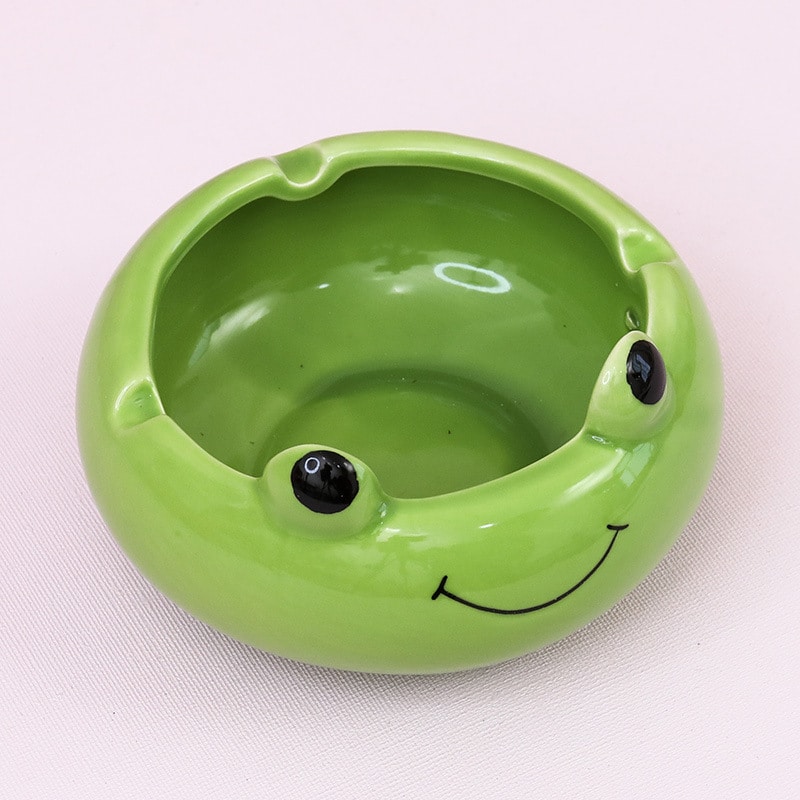 frog ashtray green ceramic