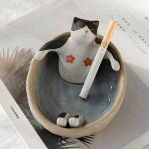Funny Cat Ashtray - Cat In Bathtub Ash Tray