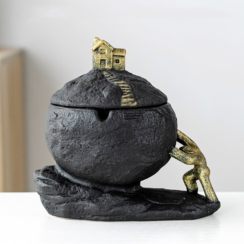 Funny Ashtray Struggling Man Made From Ceramic Variation 1