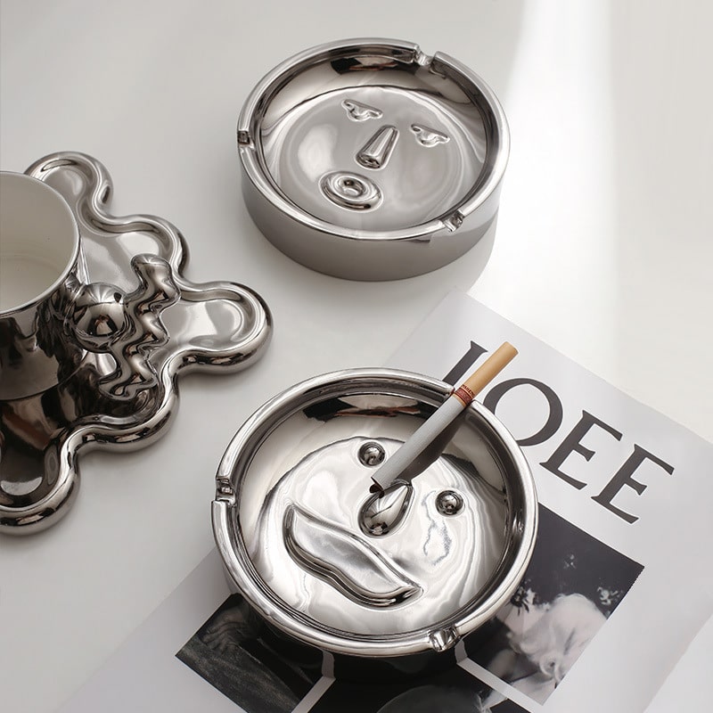 Funny Ceramic Ashtrays In Silver
