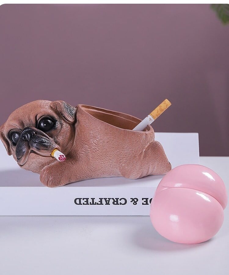 Funny Dog Ashtray Resin Covered