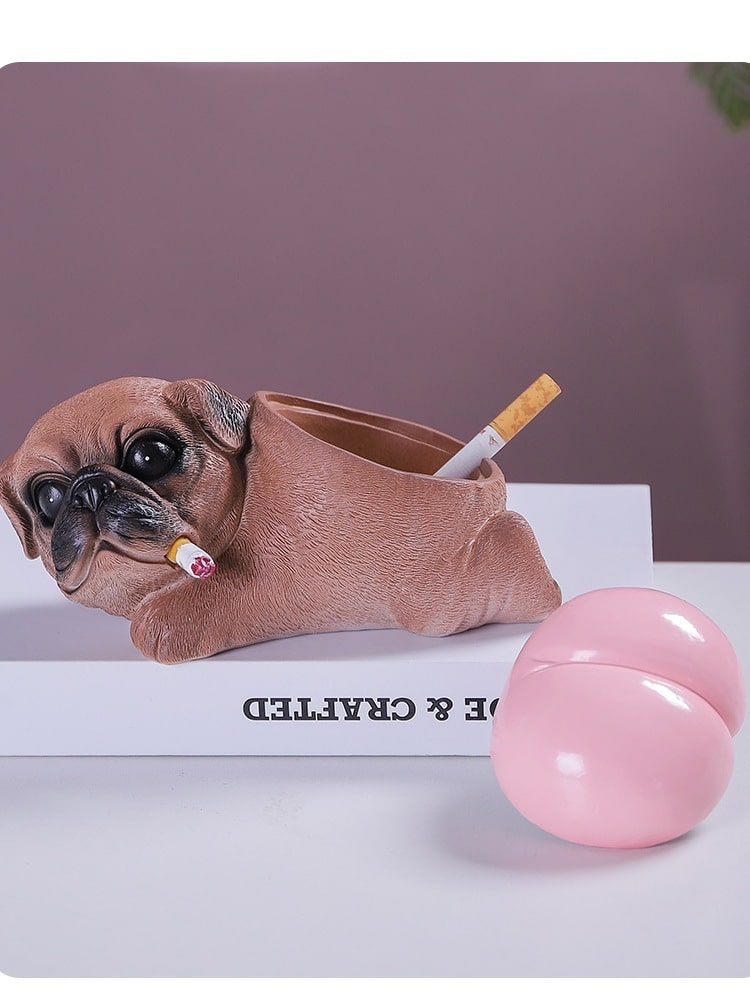Funny Dog Ashtray Resin Covered