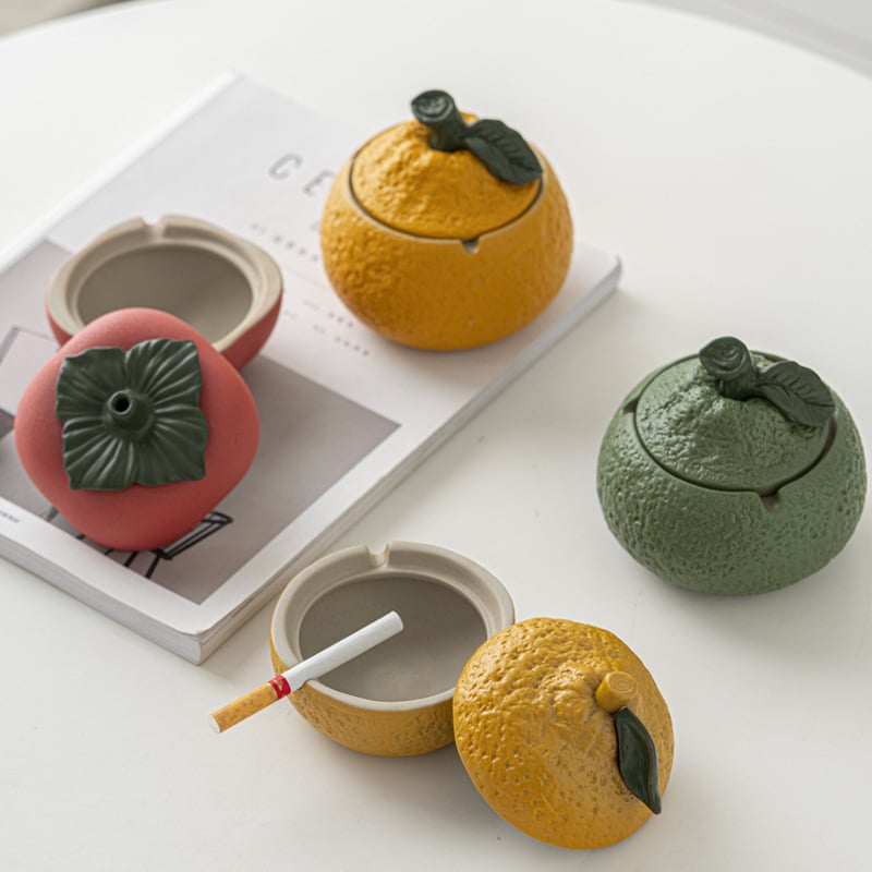 Funny Fruits Ceramic Ashtrays With Lid