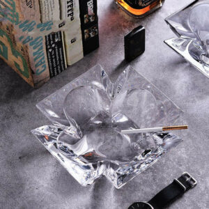 Crystal Glass Ashtray (Large) - For Cigar And Cigarette
