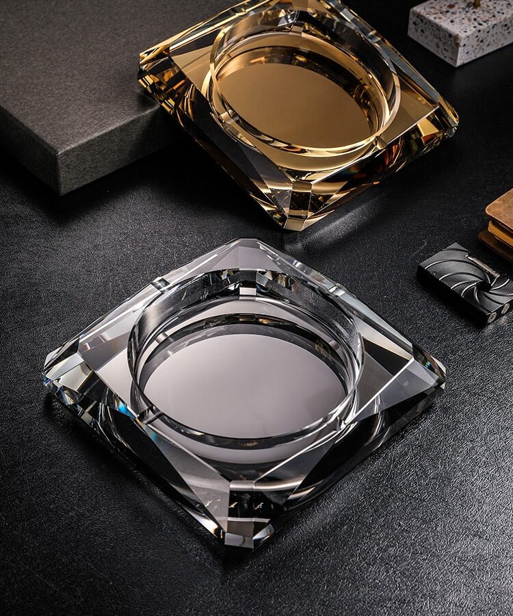 Glass Ashtrays Silver And Gold