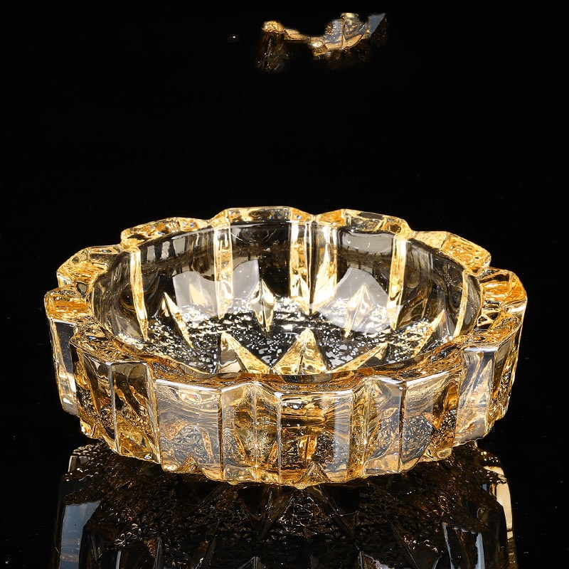 Golden Glass Ashtray Crystal Glass