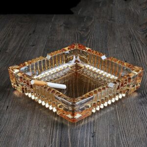 Elegant Glass Ashtray - Cigar & Cigarette - Large Square