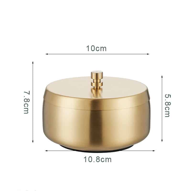 golden outdoor and indoor Ashtray With lid product dimensions