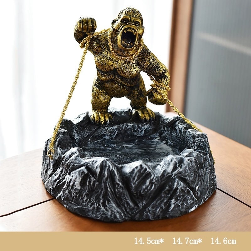 Gorilla Resin Ashtray In Gold
