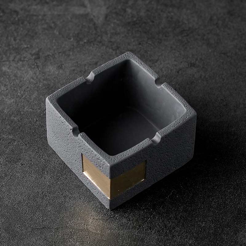 Grey Small Square Cement Ashtray