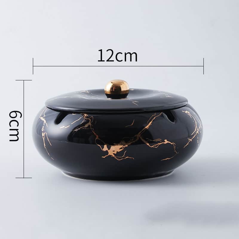 Large Ashtray With Lid For Outdoor Indoor Black Ceramic
