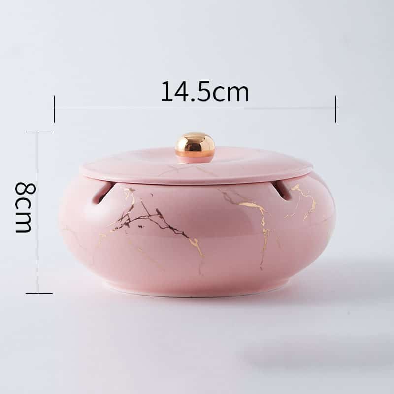 Large Ashtray With Lid For Outdoor Indoor Pink Ceramic