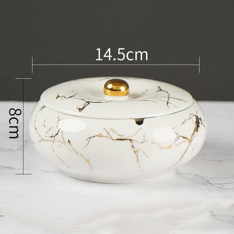 Large Ashtray With Lid For Outdoor Indoor White Ceramic