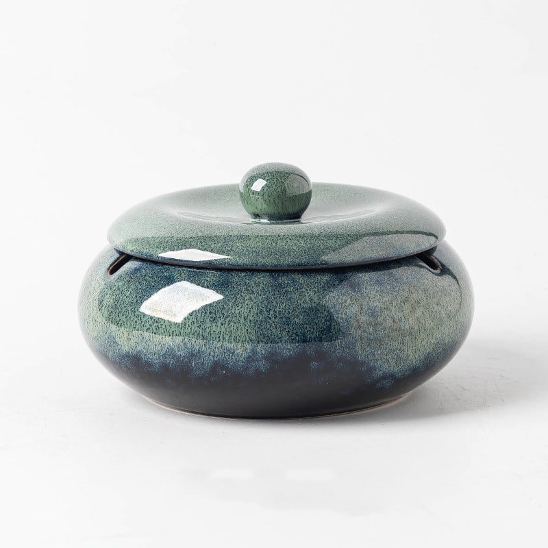 Large Outdoor Ashtray With Lid For Garden Green