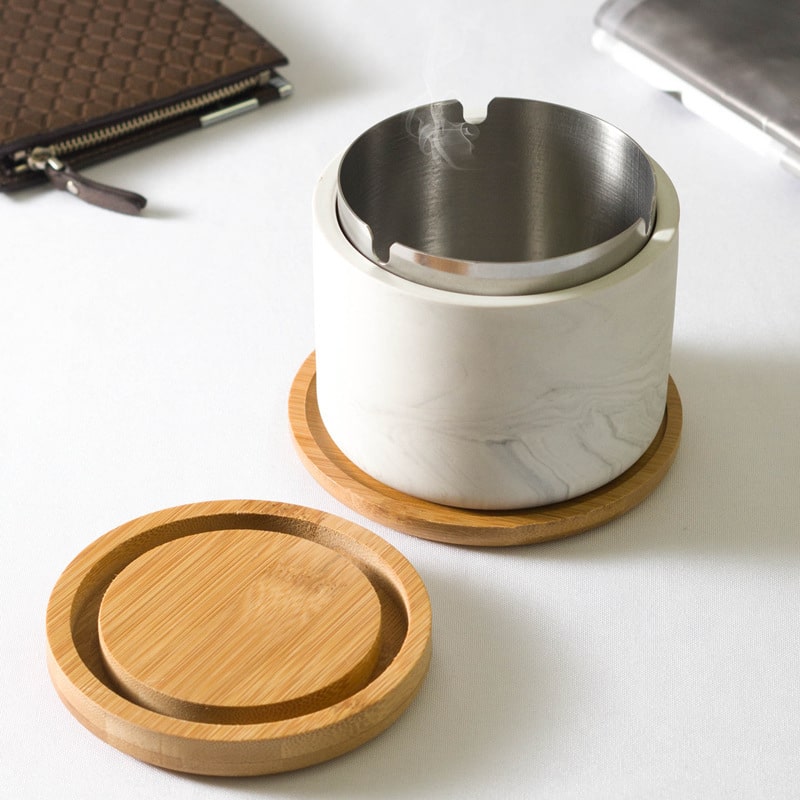 Large outdoor Ashtray with open lid