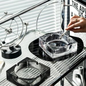 Elegant Crystal Glass Ashtray - Hammer Pattern - Large