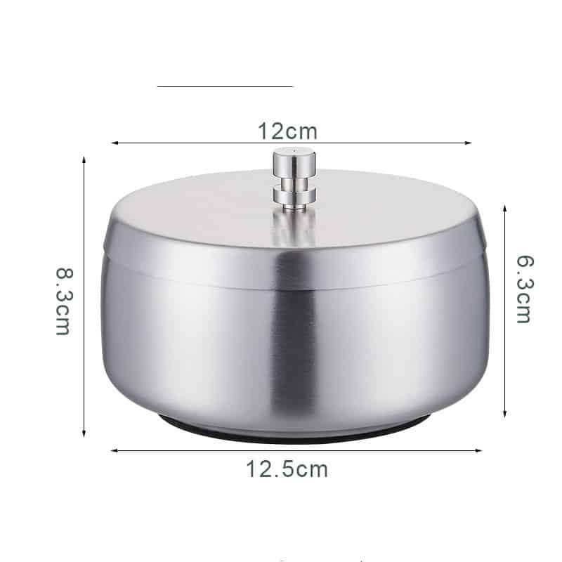 large Stainless Steel Ashtray With lid product dimensions