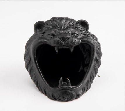Lion Ashtray Black Ceramic
