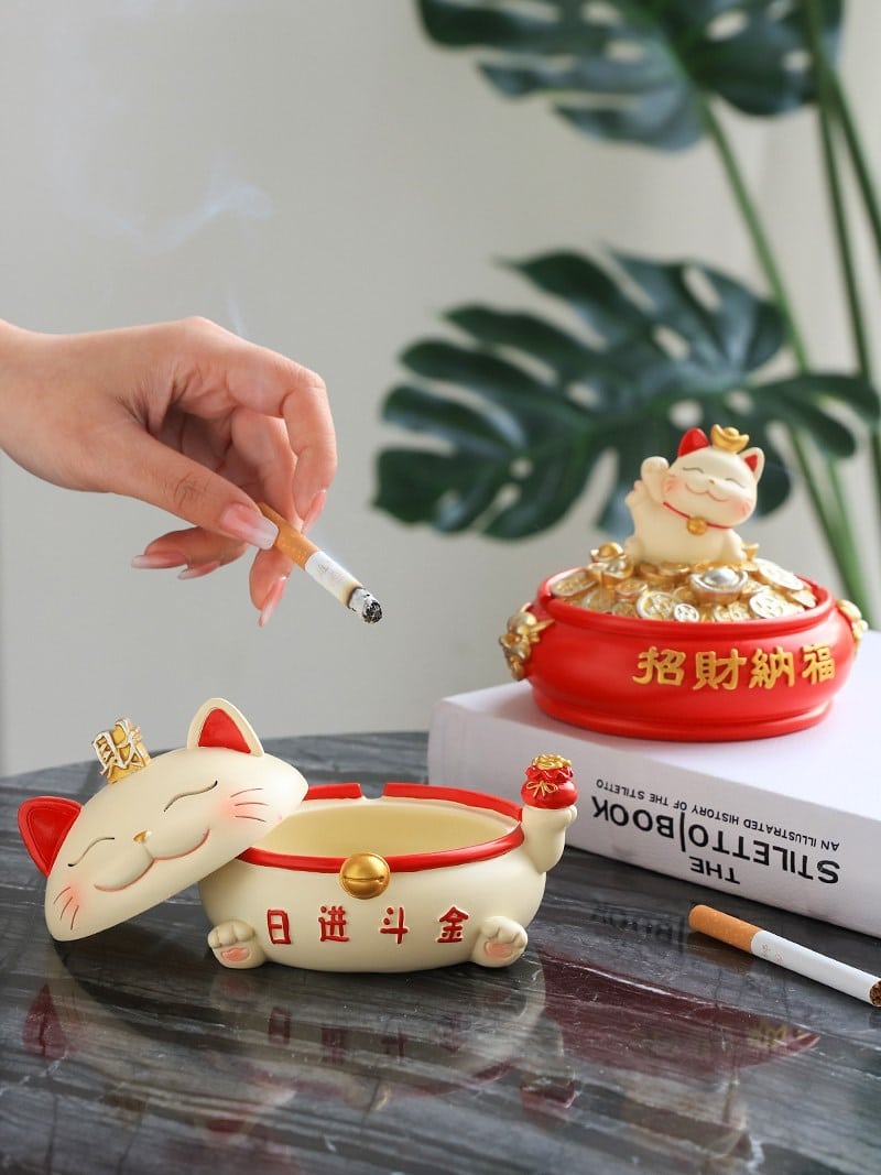 Lucky Cat Cigarette Ashtrays