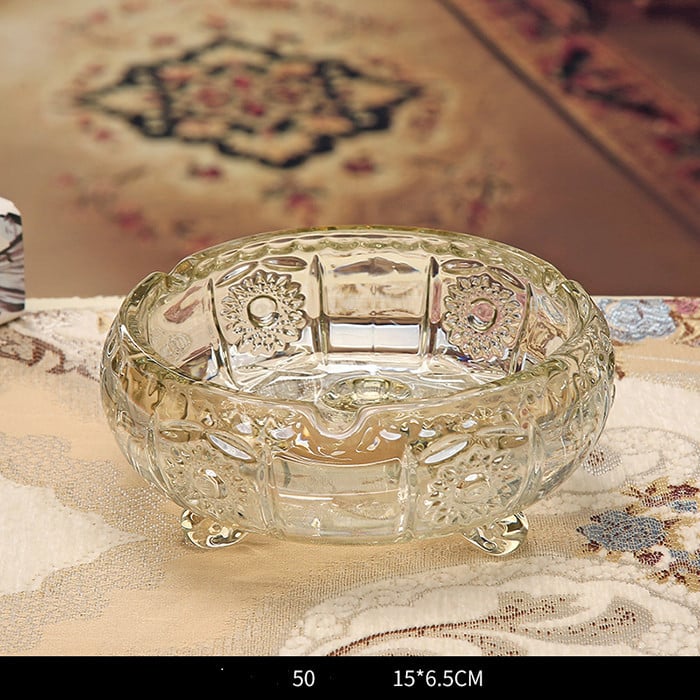 Luxury Glass Ashtray Round European Vintage Style