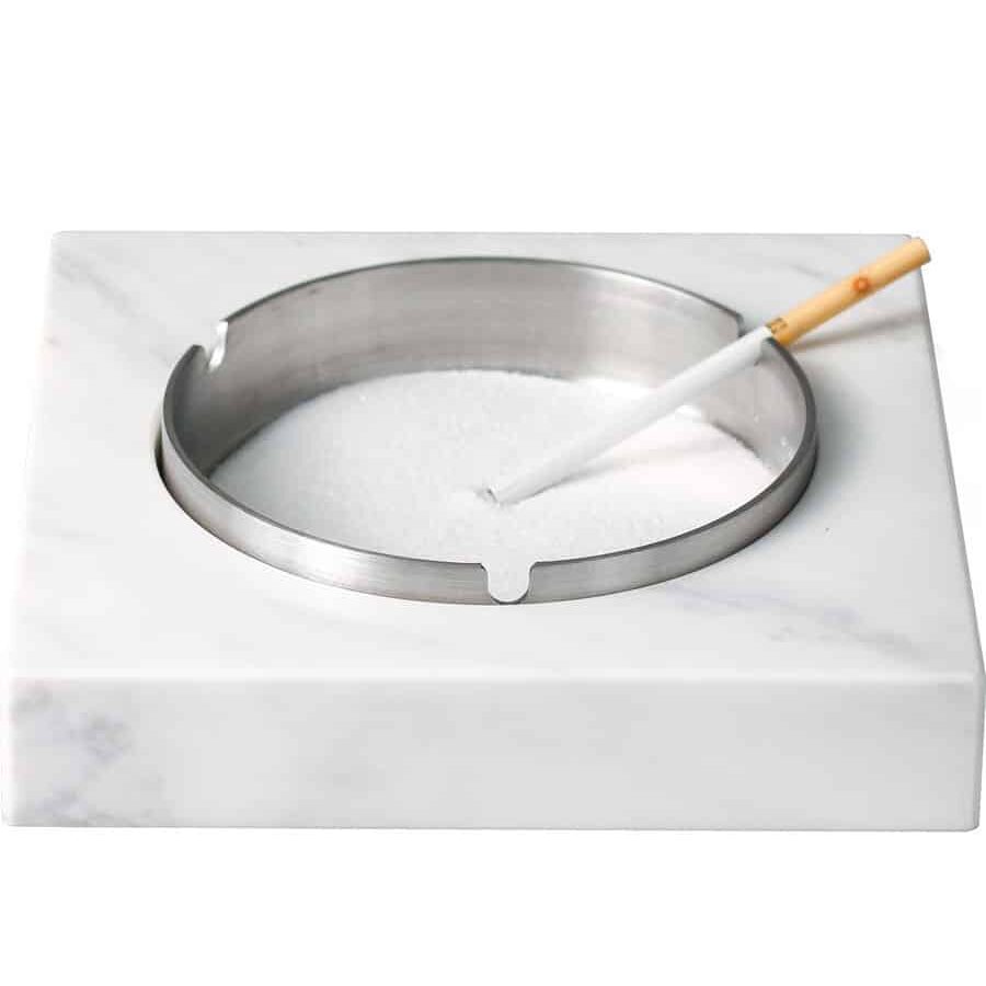 Marble Ashtray White Genuine Marble