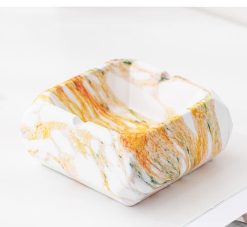 Marble Textured Ceramic Ashtray Orange