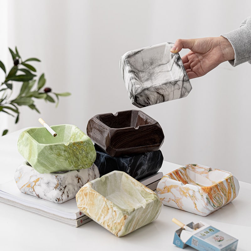 Marble Textured Ceramic Ashtrays