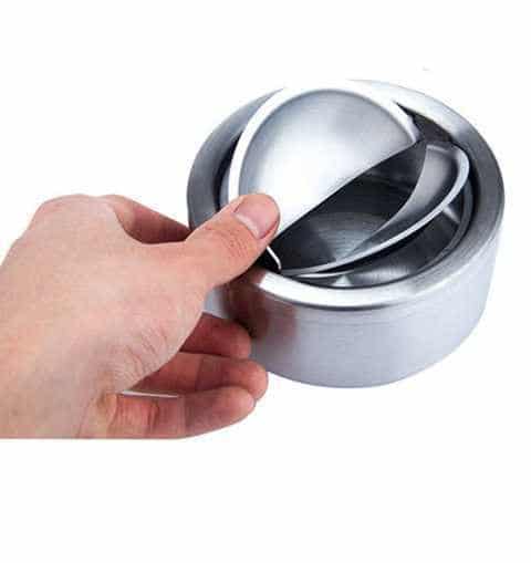 Metal Ashtray With Flip Lid Stainless Steel