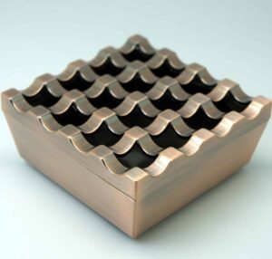 Outdoor Ashtray - Metal Grid/Holes Design -  With Lid