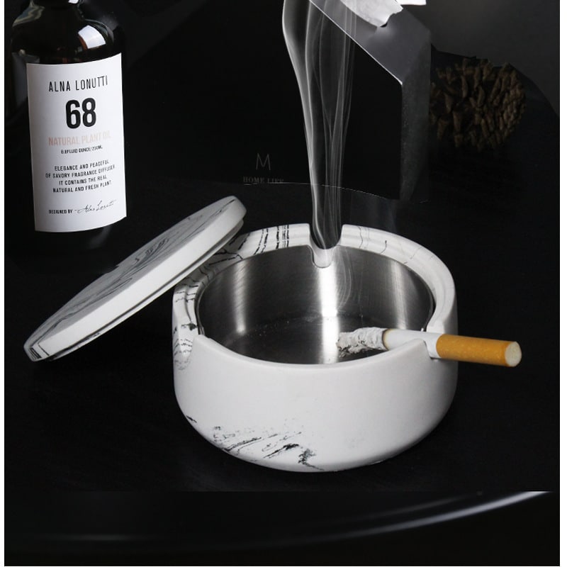 Modern Smokeless Cement Ashtray With Lid