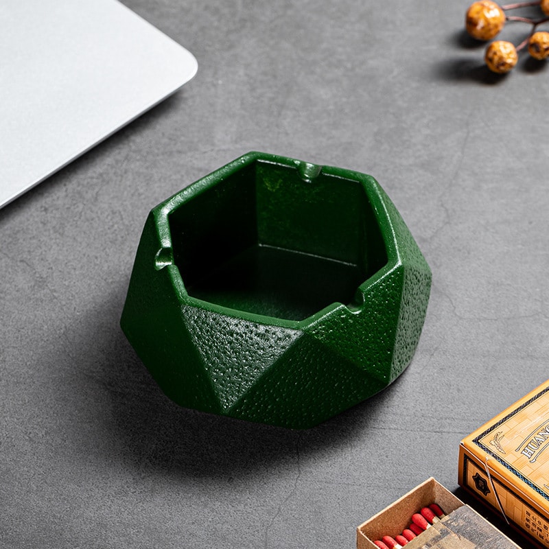 Modern Stone Ashtray - Made From Cement - With Cover