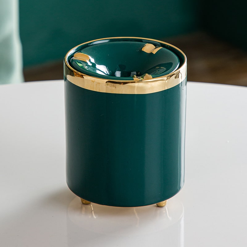 No Smell Ashtray With Funnel Lid In Green Color